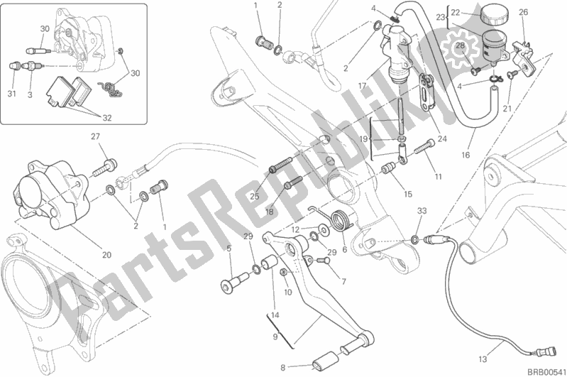 Todas as partes de Sistema De Freio Traseiro do Ducati Hypermotard 939 SP 2016